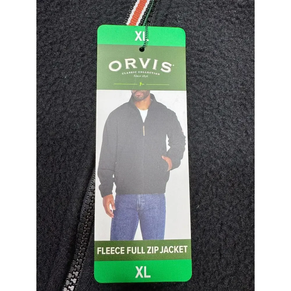 Orvis Men’s Fleece Full Zip Jacket Black Sz XL New Polyester Outdoor Gorpcore